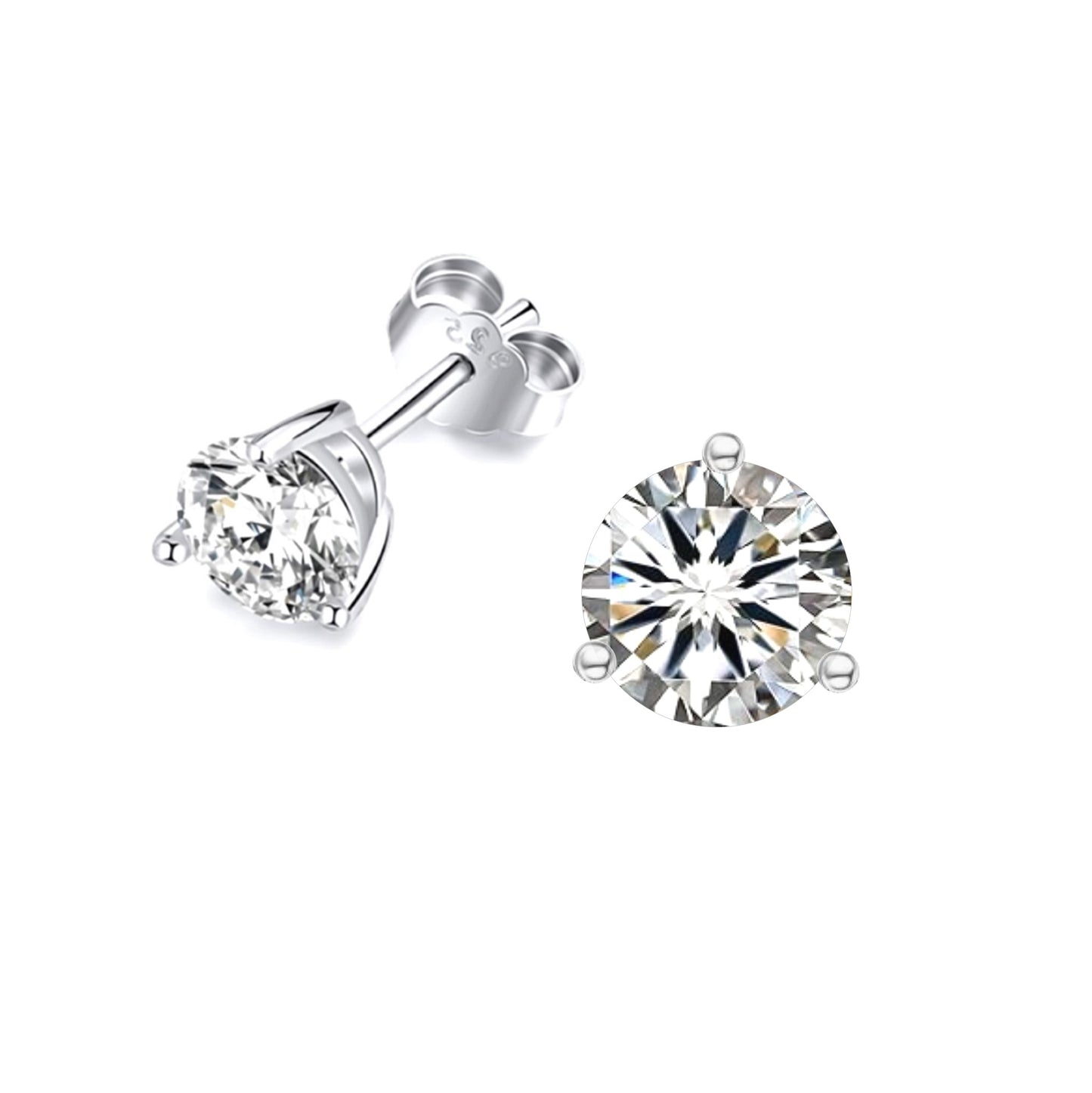 AINSLEY 8mm Large Cubic Zirconia Stud Earrings in Silver