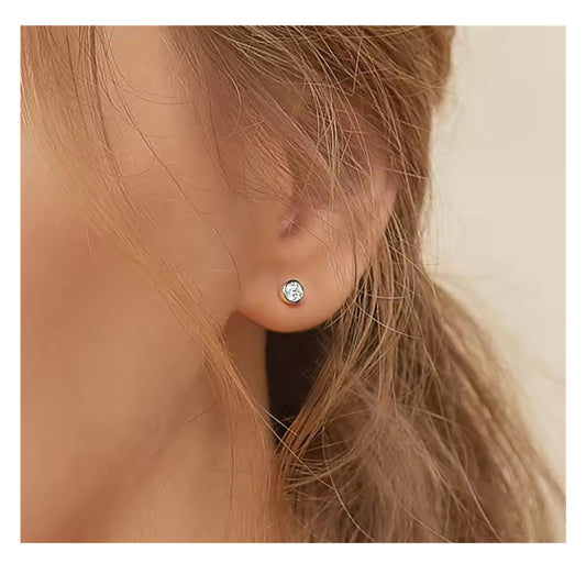 ANAÏS 5mm Cubic Zirconia Stud Earrings 14K Gold Plated Info