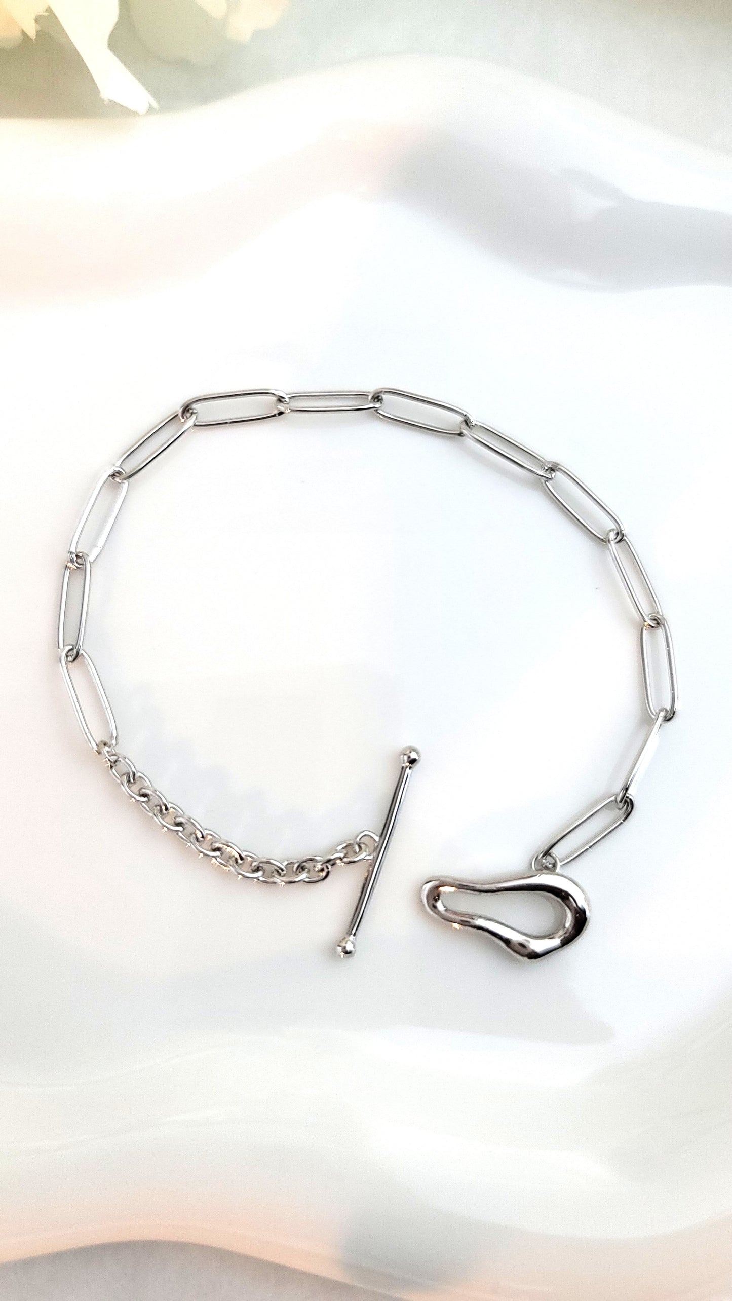 ABBY 4MM Paperclip Bracelet in Rhodium Over Sterling Silver