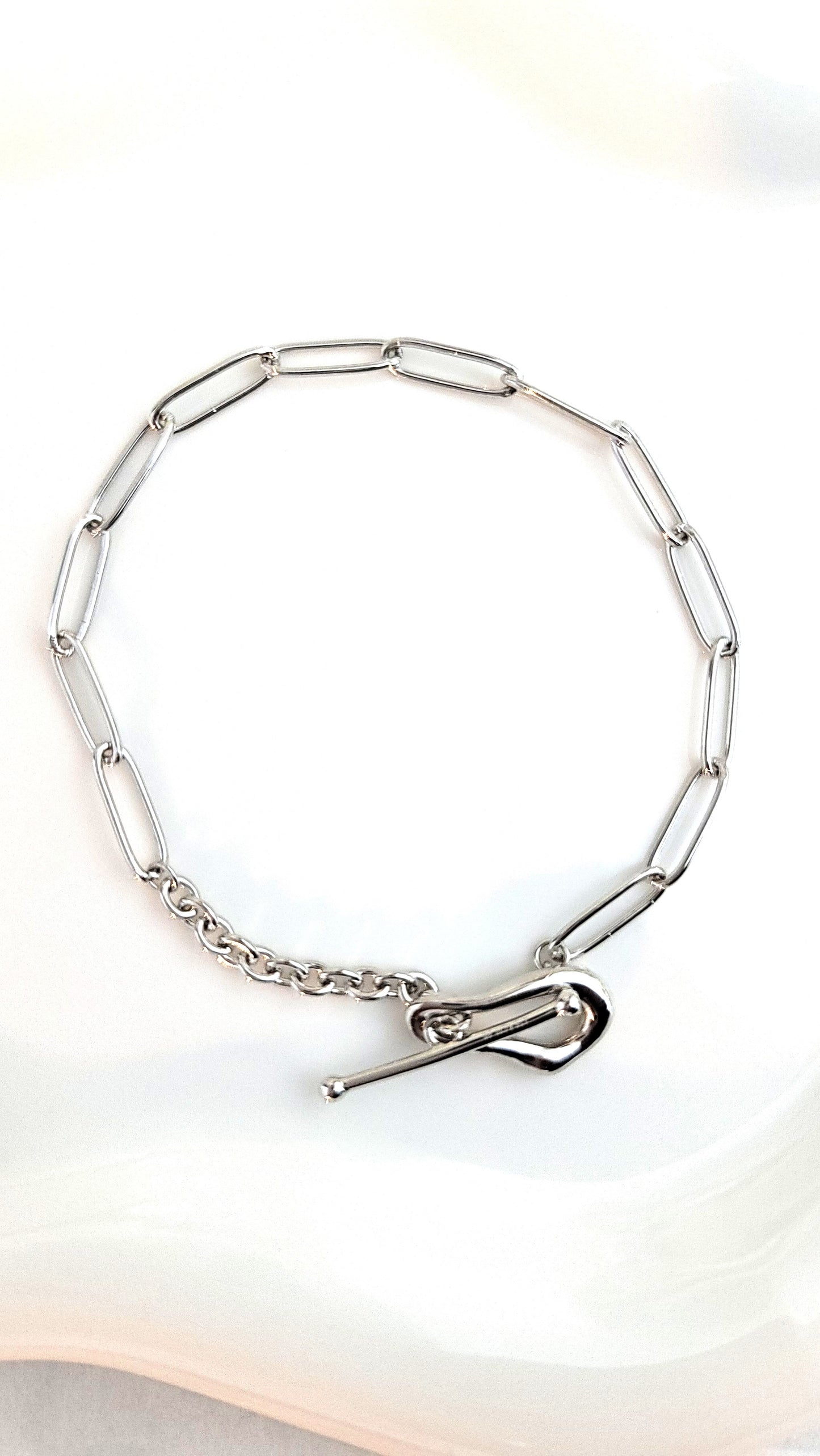 ABBY 4MM Paperclip Bracelet in Rhodium Over Sterling Silver