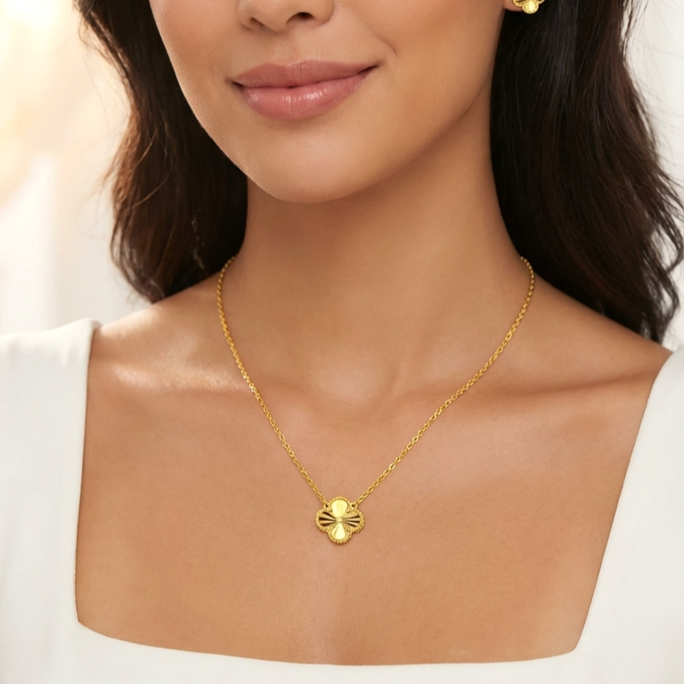 AUDREY Four-Leaf Clover Pendant Necklace 18K Gold Over Sterling Silver