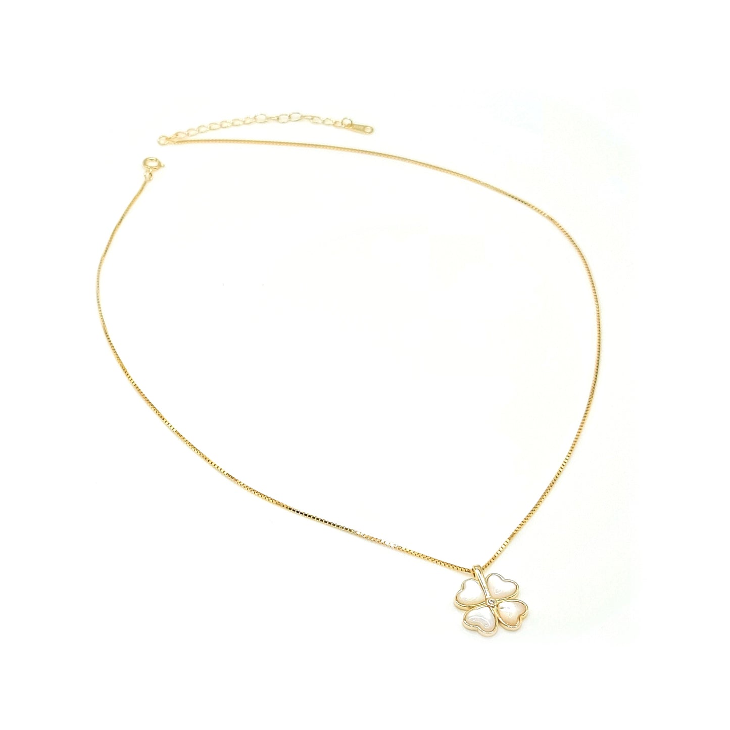 BEATRICE Opal Heart Four-Leaf Clover Pendant Necklace 18K Gold Over Sterling Silver