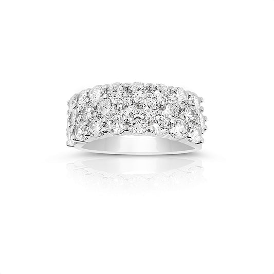 BENNY Triple Row Pave White CZ Diamond Simulant Eternity Band in Rhodium Over Sterling Silver