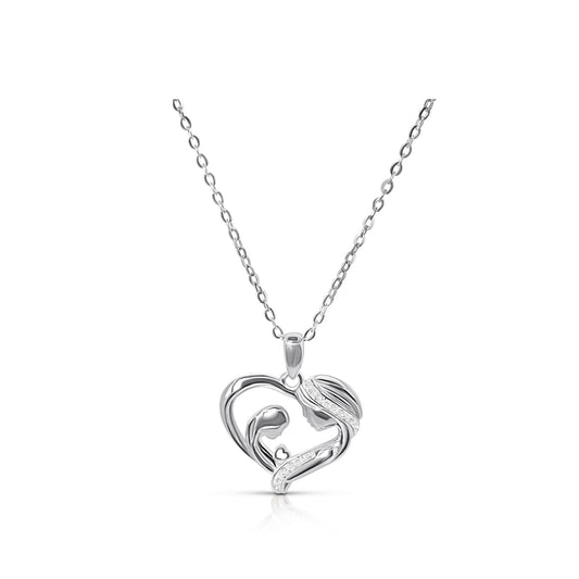 CARINA Mother-Daughter Pendant Necklace in Rhodium Over Sterling Silver