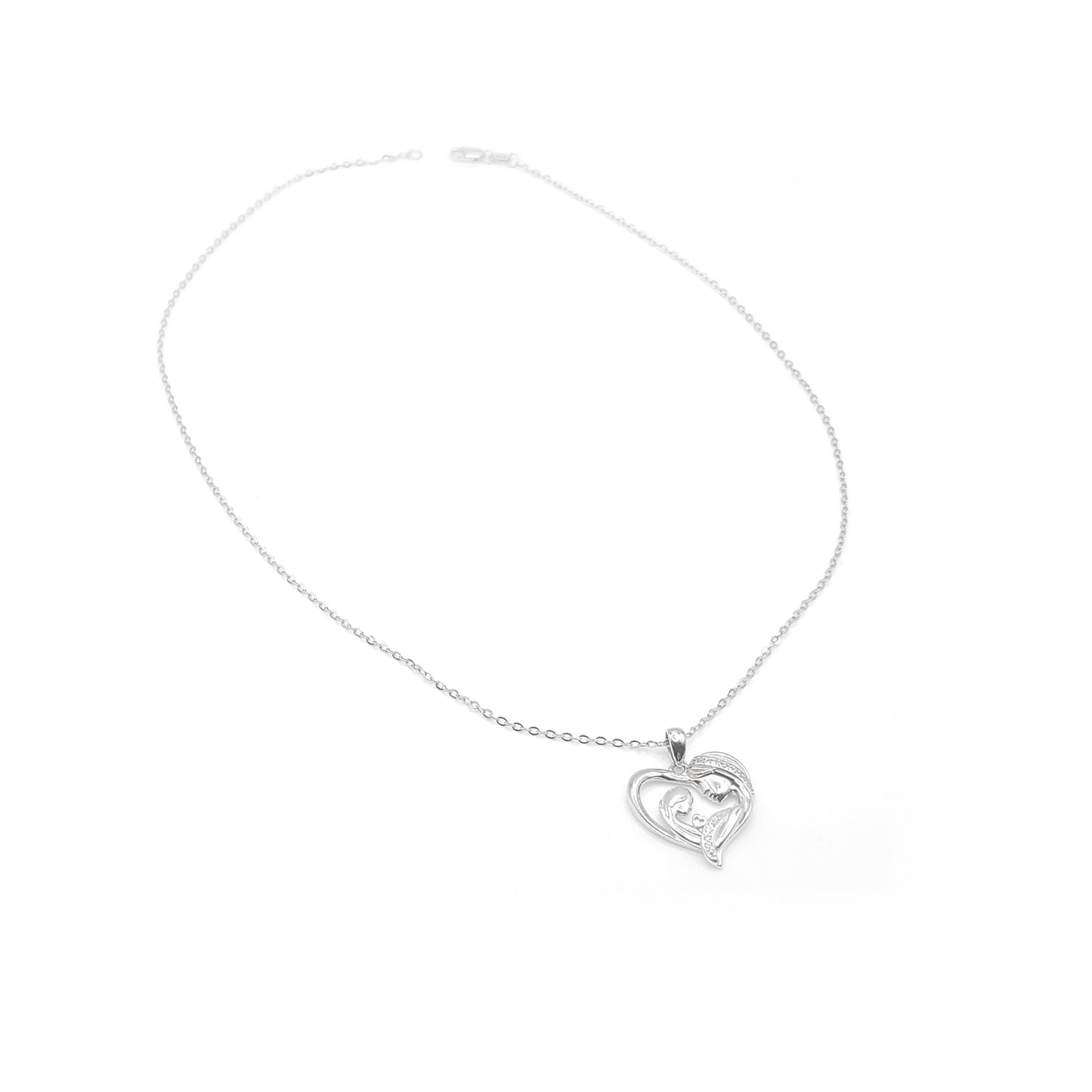 CARINA Mother-Daughter Pendant Necklace in Rhodium Over Sterling Silver