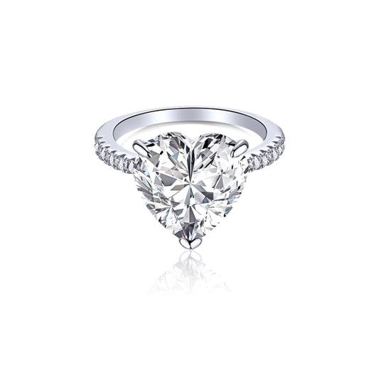 CLAIRE Heart Cut Pave White CZ Diamond Simulant Eternity Ring in Rhodium Over Sterling Silver