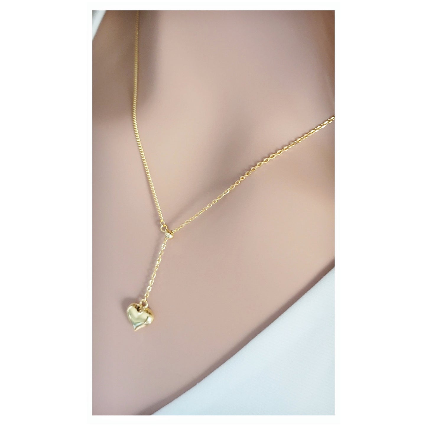 DARLYINE Heart Drop Pendant Necklace 18K Gold Over Sterling Silver