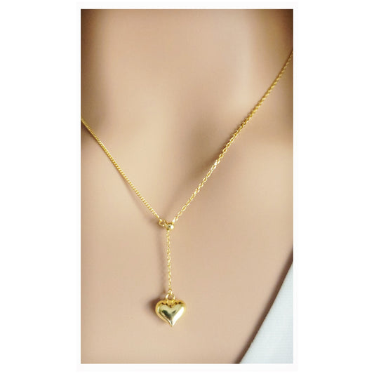 DARLYINE Heart Drop Pendant Necklace 18K Gold Over Sterling Silver