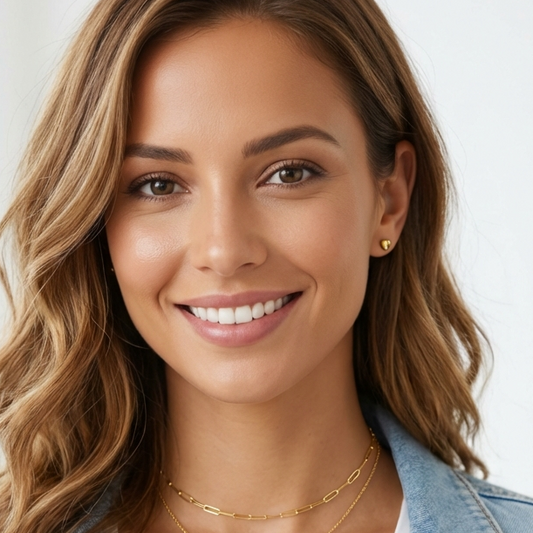 DESIREE 6MM Heart Stud Earrings 14K Gold Over Sterling Silver