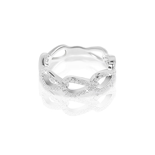 FRANCESCA Crisscross Ring in Rhodium Over Sterling Silver