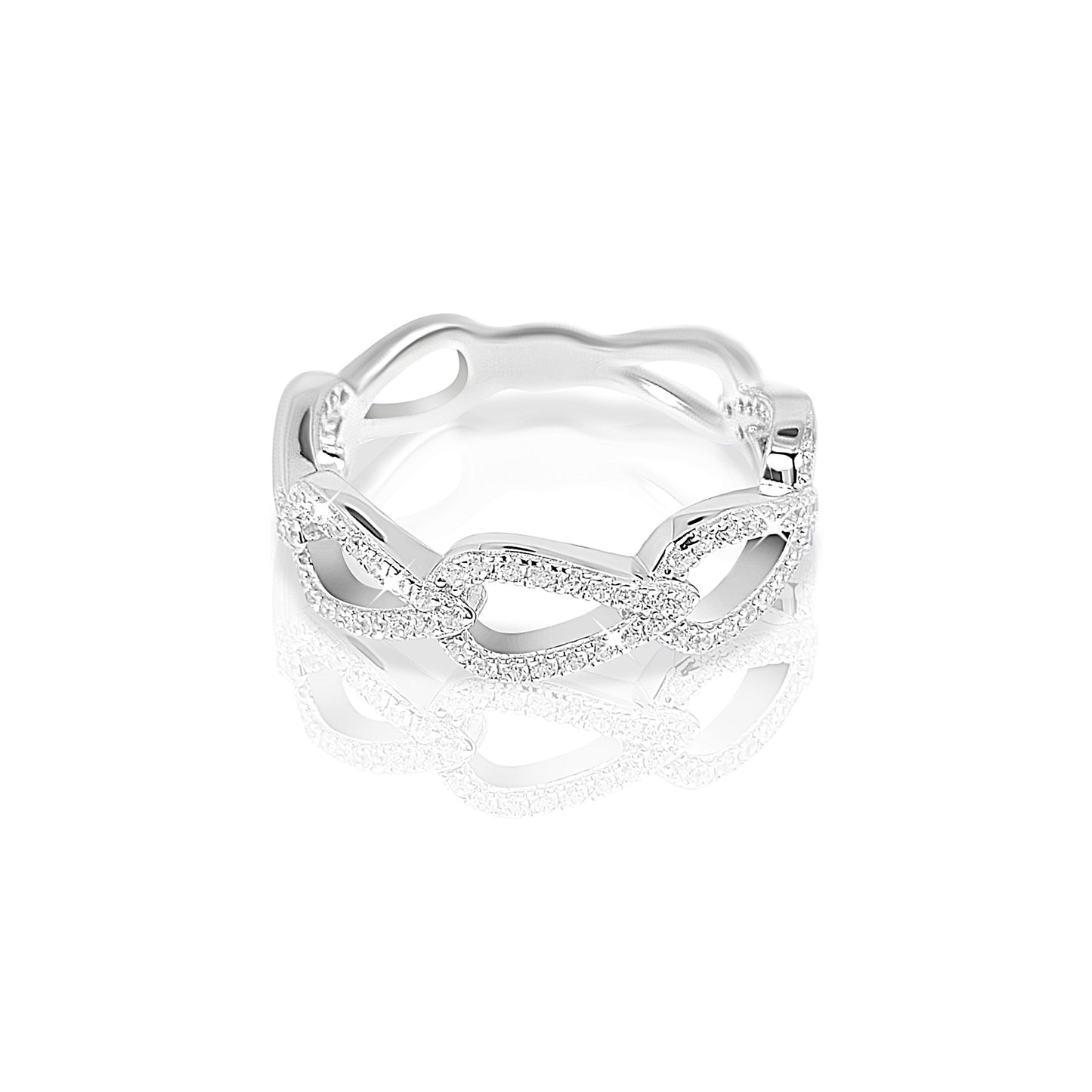 FRANCESCA Crisscross Ring in Rhodium Over Sterling Silver