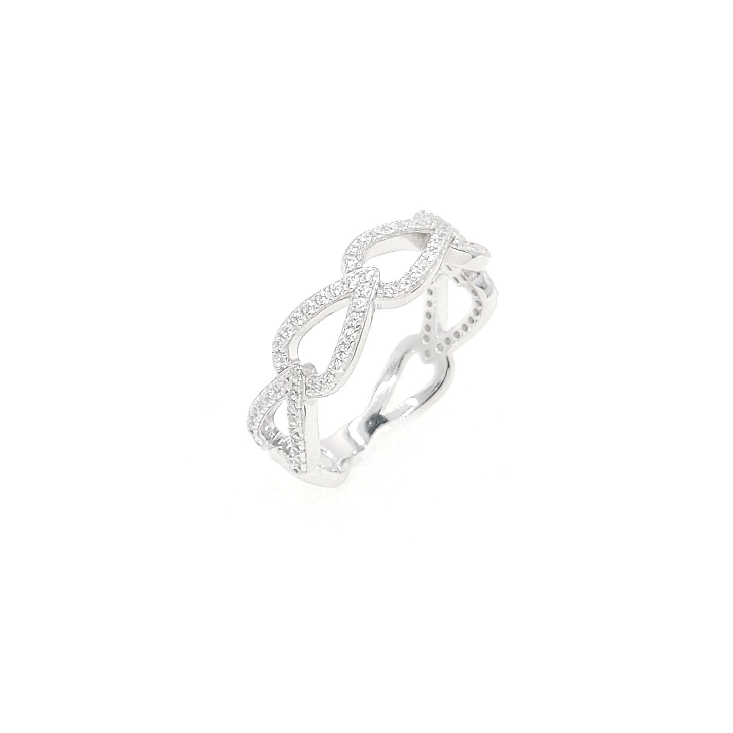 FRANCESCA Crisscross Ring in Rhodium Over Sterling Silver