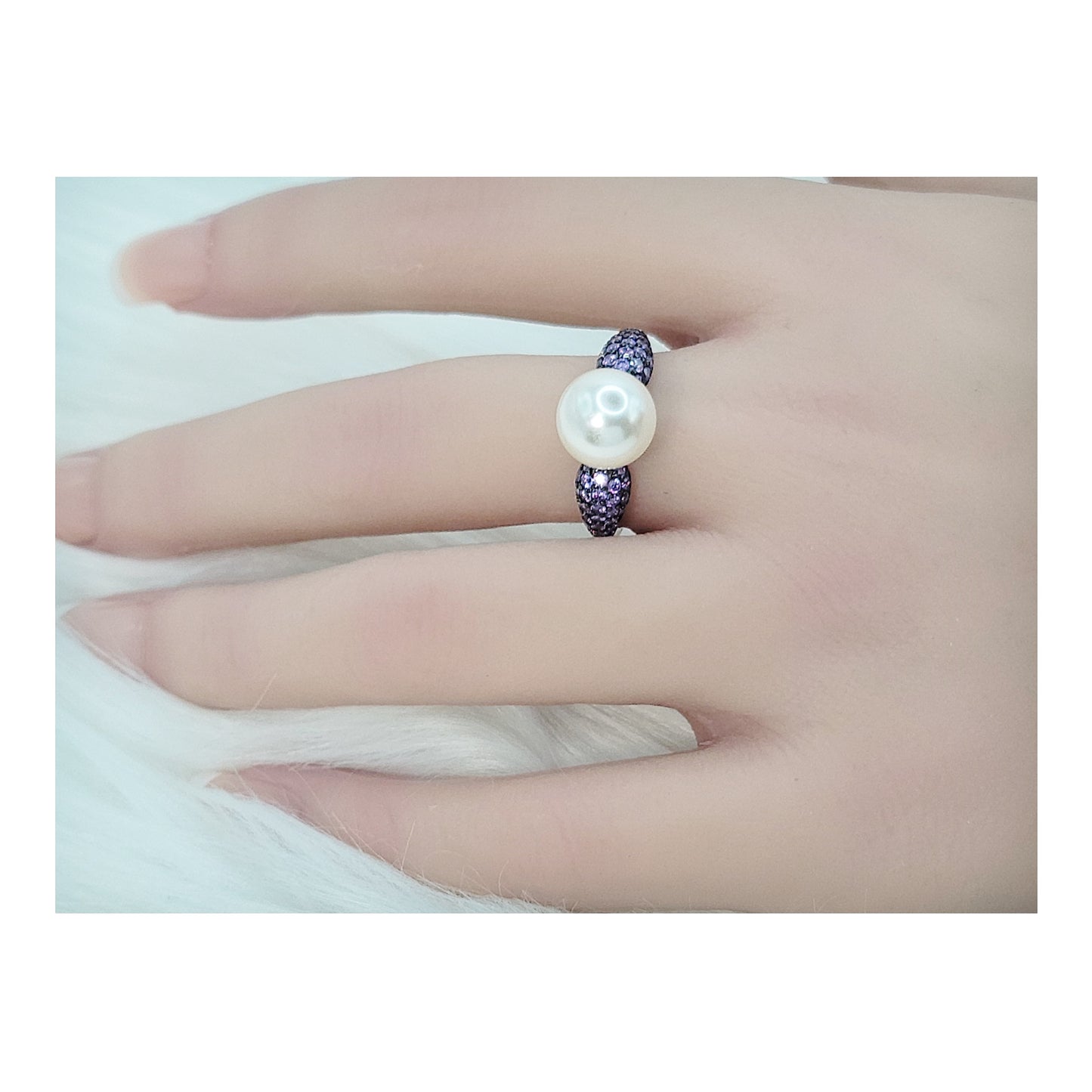 GAYLE Vintage Pearl & Purple Stone Ring