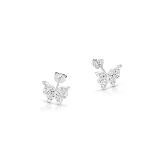 ISABELLA Butterfly Earrings in Rhodium Over Sterling Silver