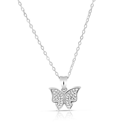 ISABELLA Butterfly Pendant Necklace in Rhodium Over Sterling Silver