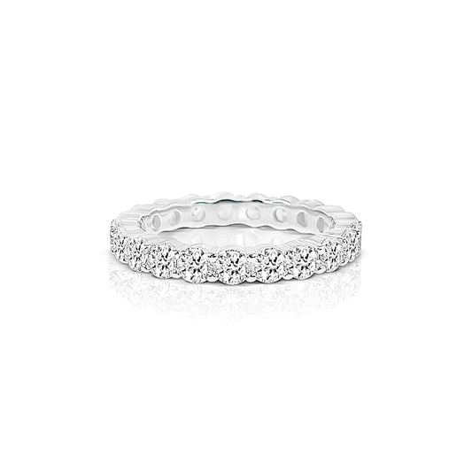 JEMIMA Full Eternity White CZ Diamond Simulant Stacking Ring in Rhodium Over Sterling Silver