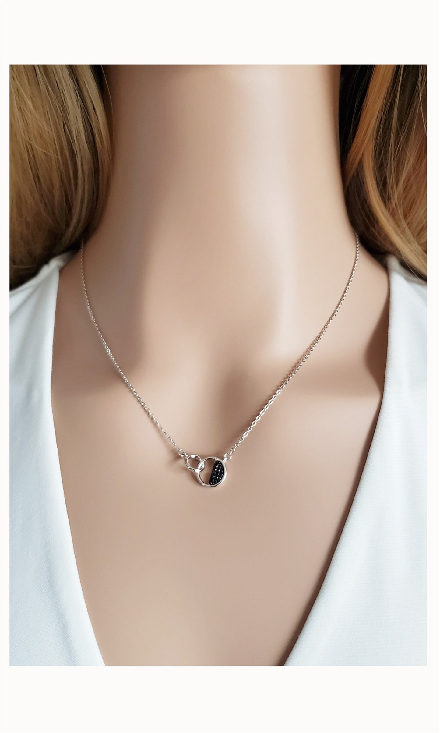 JESSICA Interlocking Black Spinel Pendant Necklace