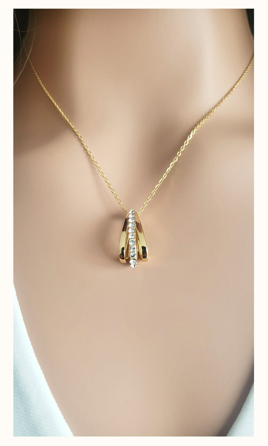 JOSÉE White Crystal Diamond Simulant Pendant Necklace 18K Gold Over Sterling Silver