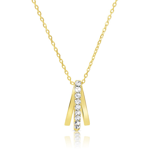 JOSÉE White Crystal Diamond Simulant Pendant Necklace 18K Gold Over Sterling Silver