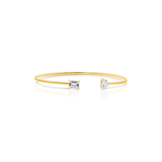 JOSEPHINE Cuff Bangle in Sterling Silver 14K Gold Over Sterling Silver