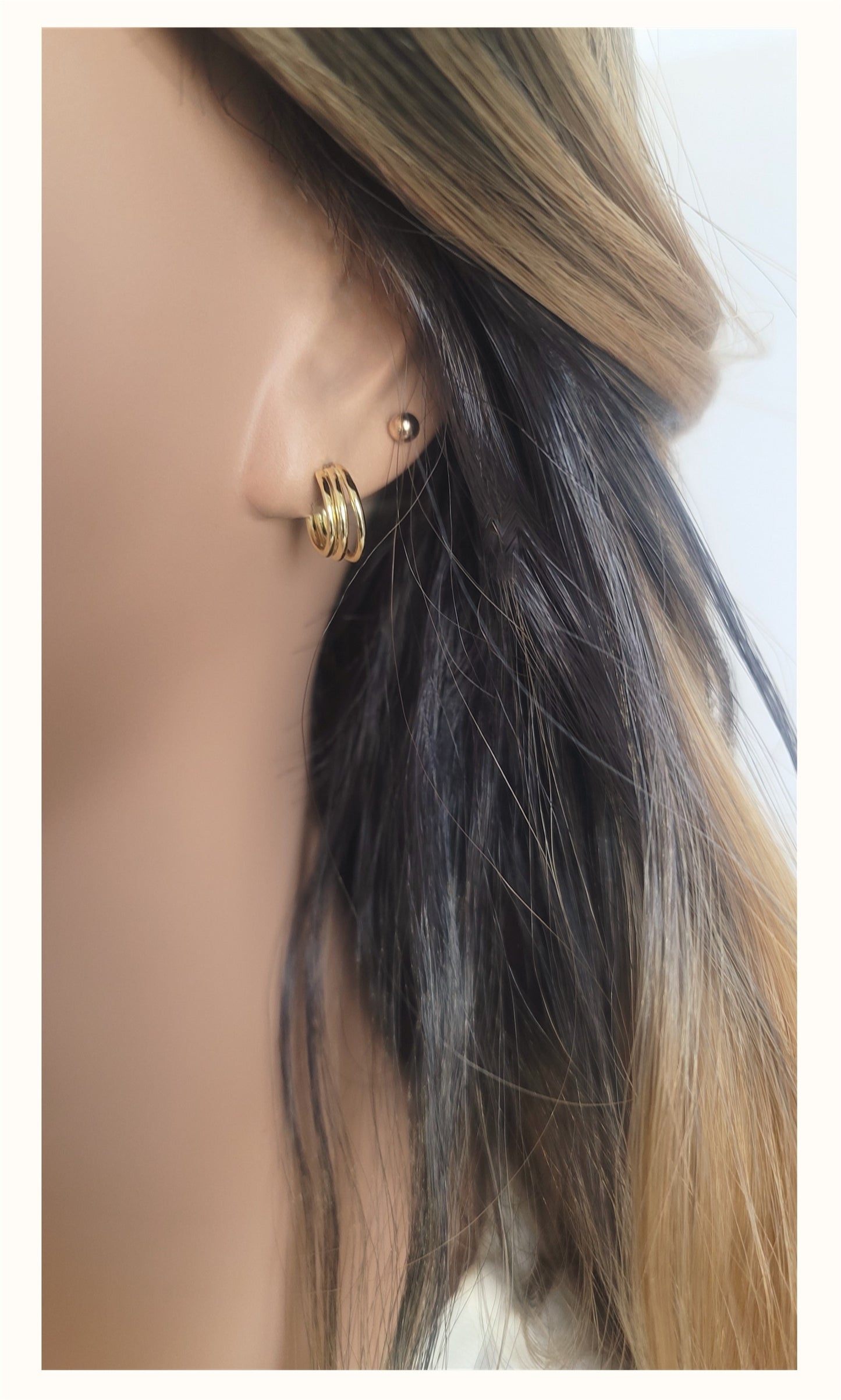 JOSIE Triple Row Hoop Earrings 14K Gold Plated