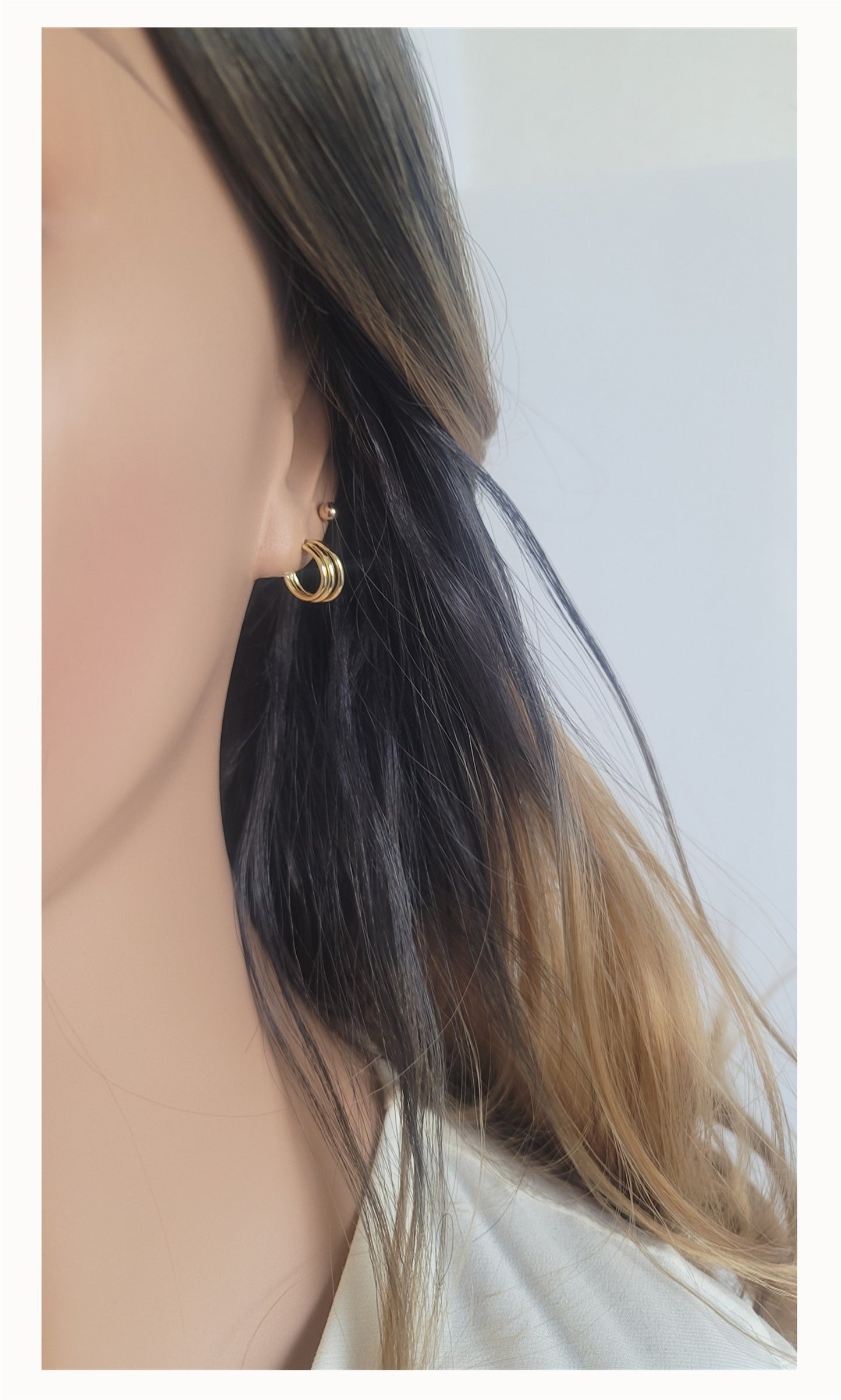 JOSIE Triple Row Hoop Earrings 14K Gold Over Sterling Silver