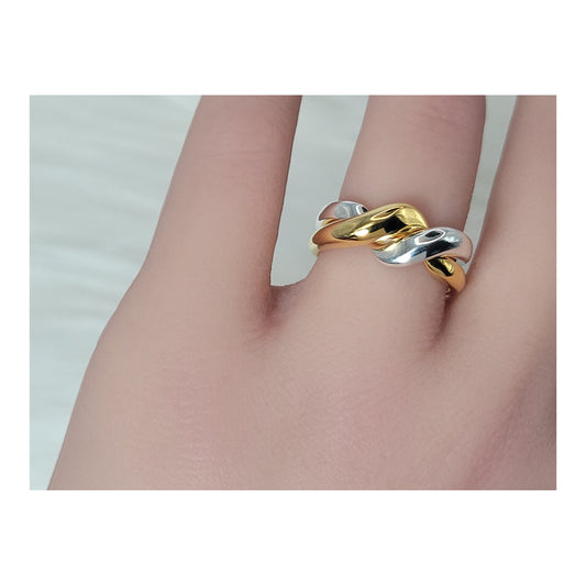 JULYET Two-Tone Interlocking Ring in 18K Gold and Rhodium Over Sterling Silver