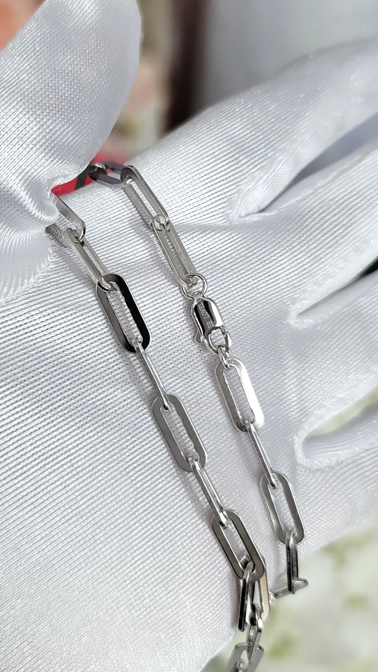 JENNIFER 4.5MM Paperclip Necklace in Rhodium Over Sterling Silver