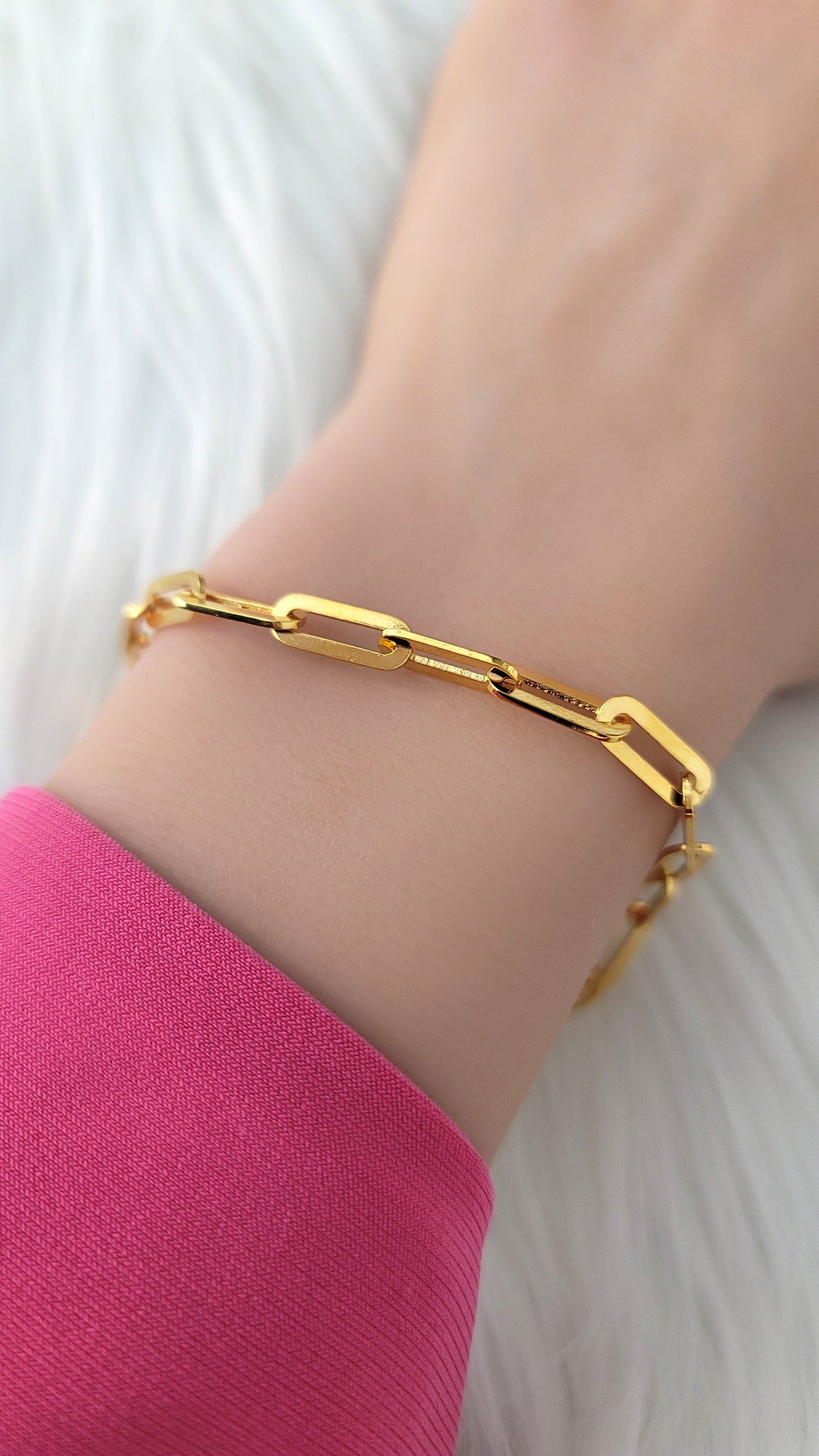 JENNY 4.5MM Paperclip Bracelet 18K Gold Vermeil on Sterling Silver