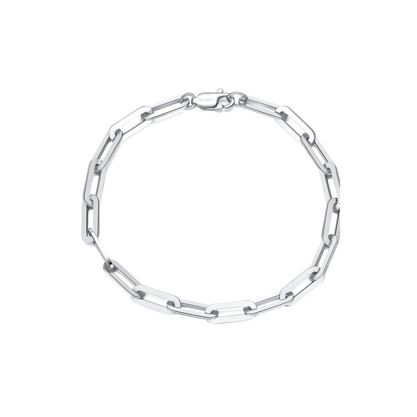JENNY 4.5MM Paperclip Bracelet in Rhodium Over Sterling Silver