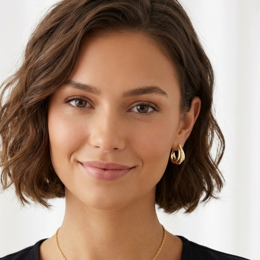 JOSÉE White Crystal Diamond Hoop Earrings 18K Gold Over Sterling Silver