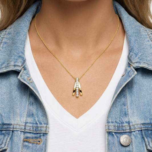 JOSÉE White Crystal Diamond Pendant Necklace 18K Gold Over Sterling Silver