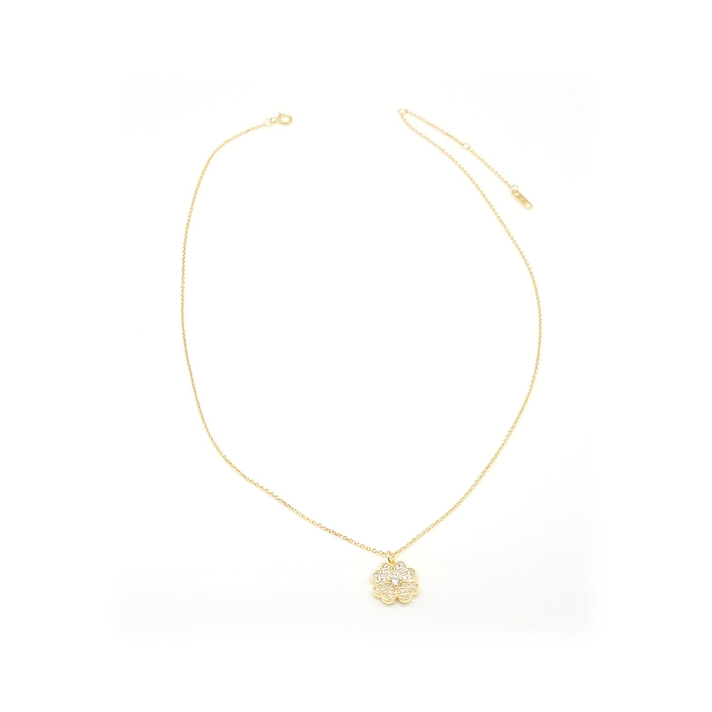 KARI Heart Shaped Four-Leaf Clover Pendant Necklace 14K Gold Over Sterling Silver