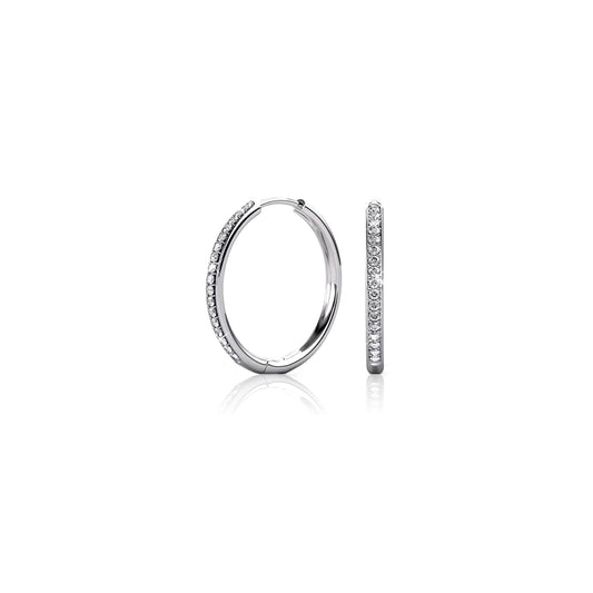 KAYLEIGH 20MM White Crystal Diamond Simulant Hoop Earrings 18K White Gold Over Sterling Silver