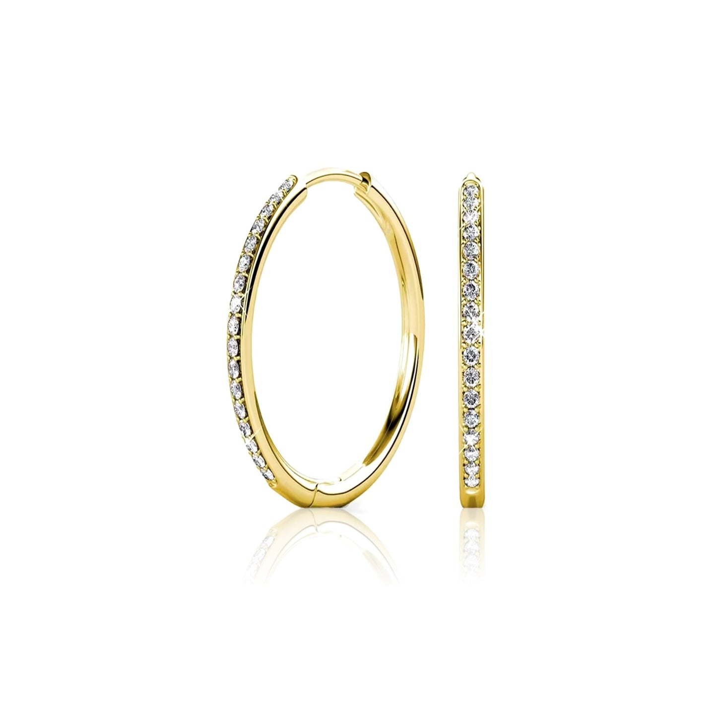 KAYLEIGH 40MM White Crystal Diamond Hoop Earrings 18K Gold Over Sterling Silver