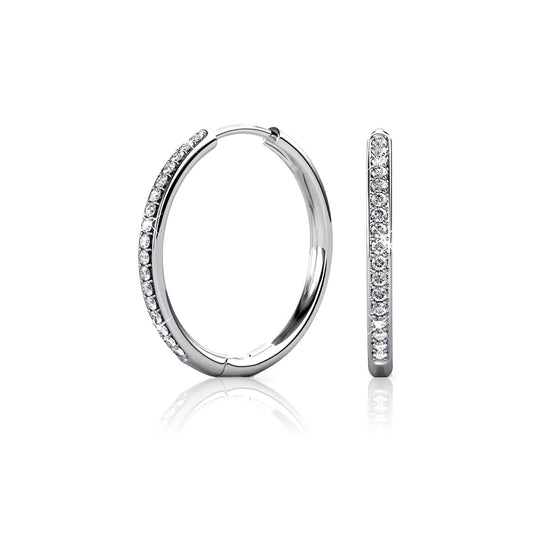 KAYLEIGH 40MM White Crystal Diamond Simulant Hoop Earrings 18K White Gold Over Sterling Silver