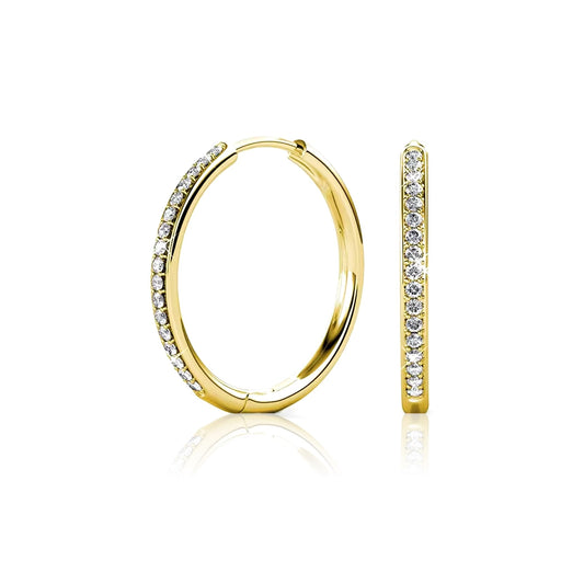 KAYLEIGH 40MM White Crystal Diamond Simulant Hoop Earrings 18K Gold Over Sterling Silver