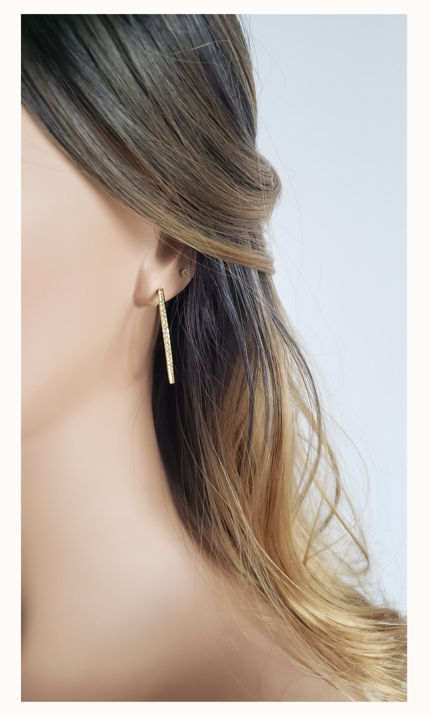 KAYLEIGH 40MM White Crystal Diamond Simulant Hoop Earrings 18K Gold Over Sterling Silver