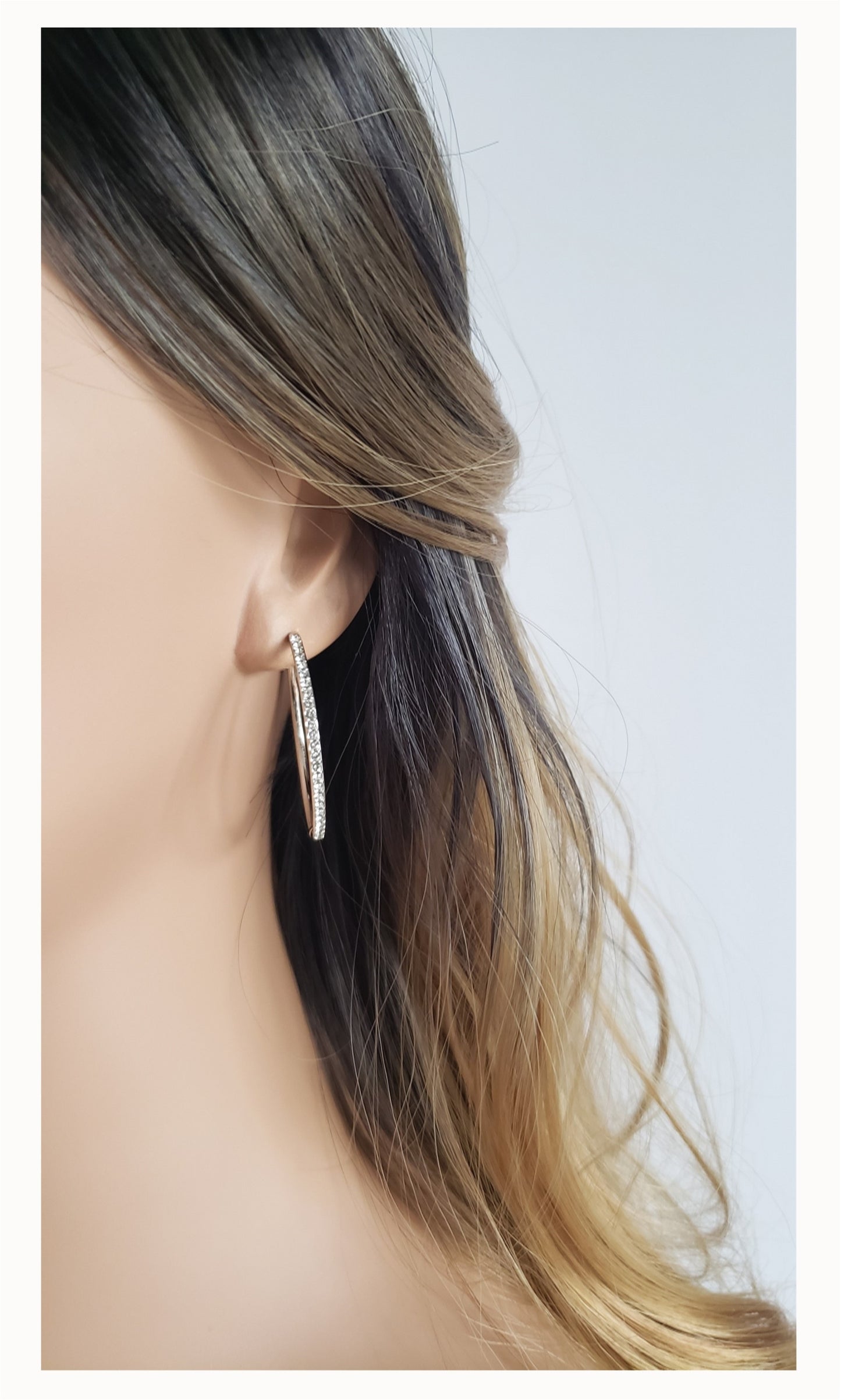 KAYLEIGH 40mm Austrian Crystal Hoop Earrings 18K White Gold Plated
