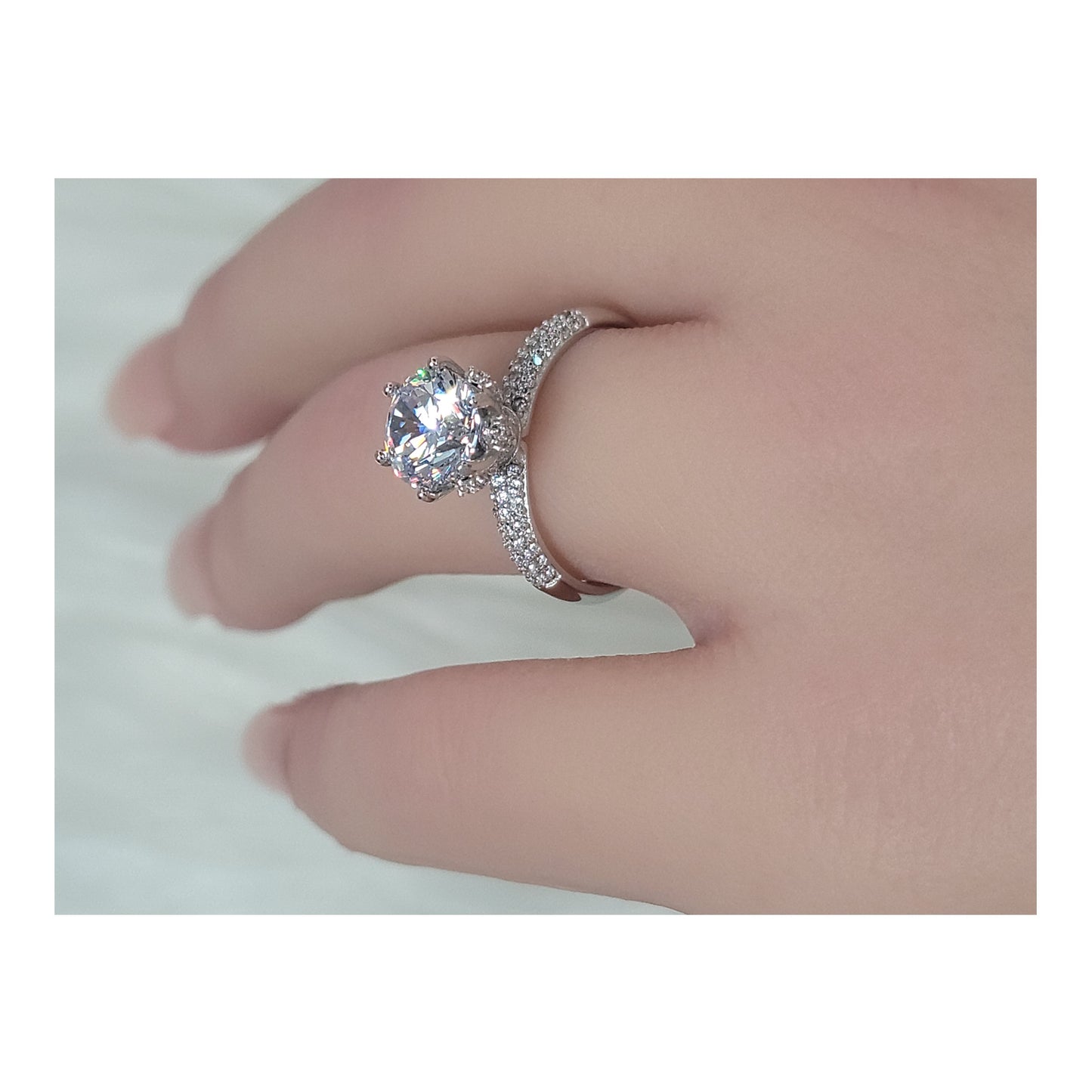 KELLYANNE Round CZ Diamond Solitaire Ring – Bridal, Engagement, Valentine's Day & Anniversary Gift for Her – Rhodium Over Sterling Silver, Timeless Sparkling Everyday Elegance