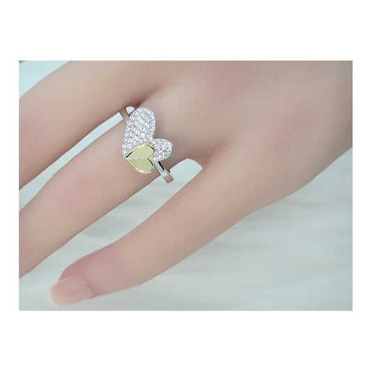LOIS Heart Ring in 18K Gold and Rhodium Over Sterling Silver