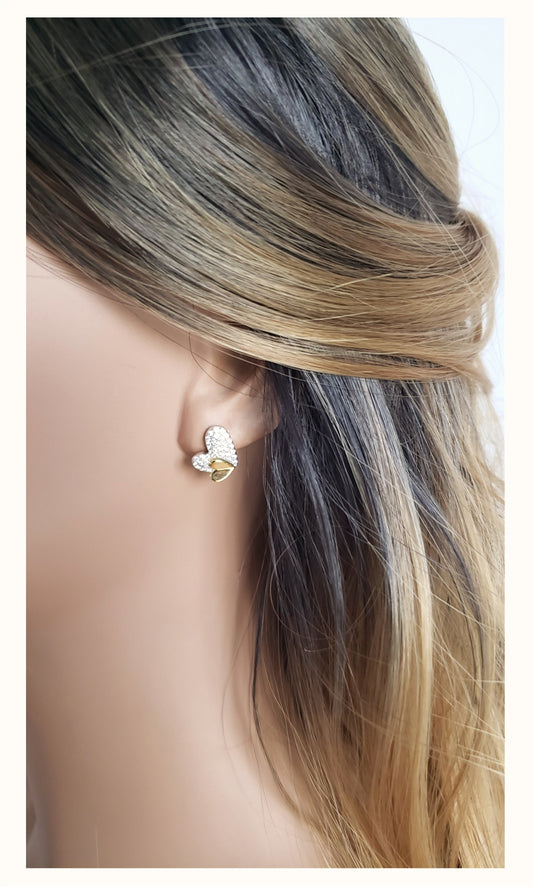 LOIS Heart Earrings in 18K Gold and Rhodium Over Sterling Silver