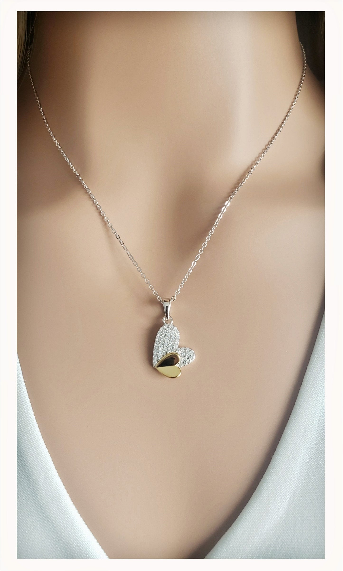 LOIS Heart Necklace Pendant in Sterling Silver 18K Gold Plated