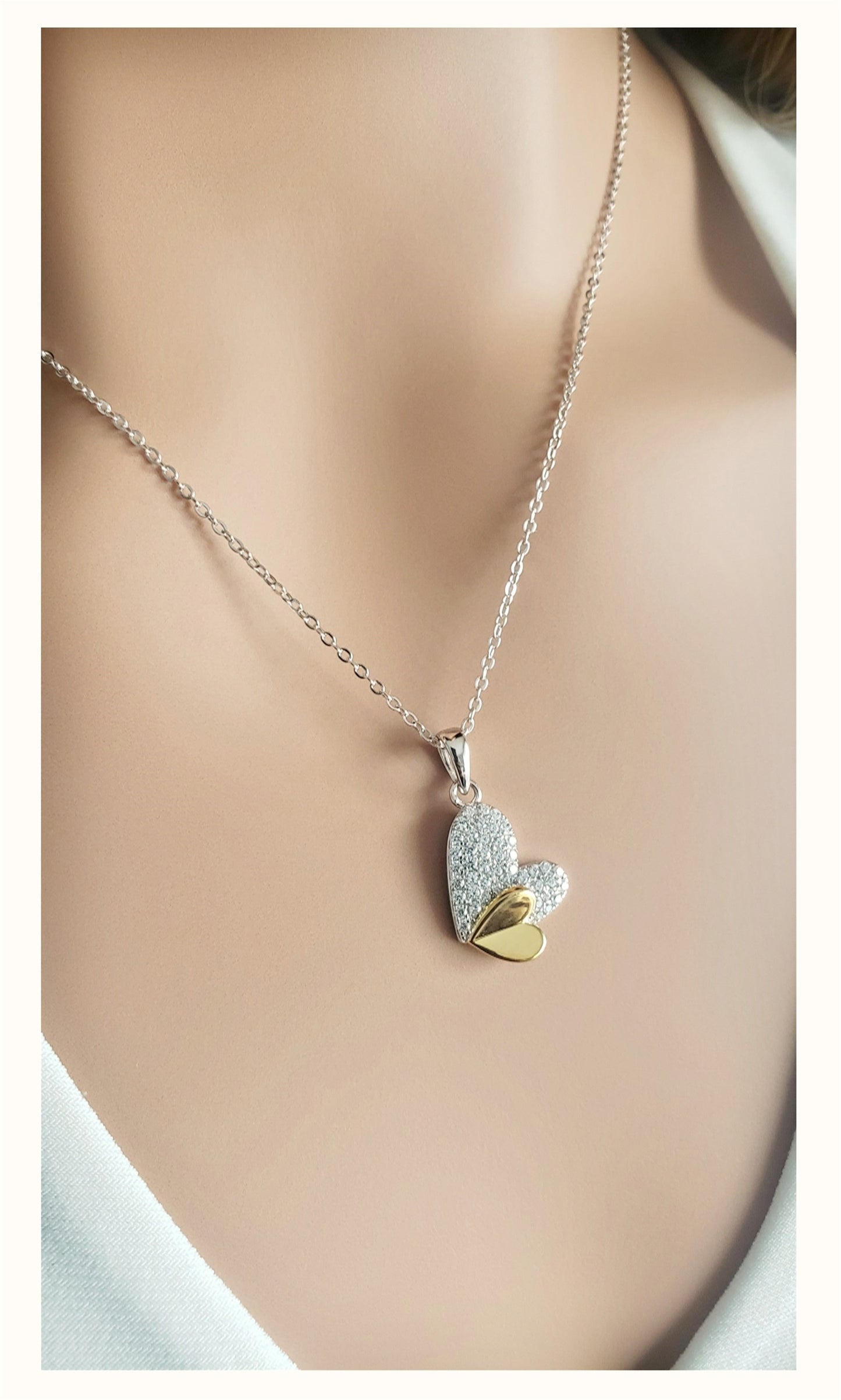LOIS Heart Necklace Pendant in Sterling Silver 18K Gold Plated