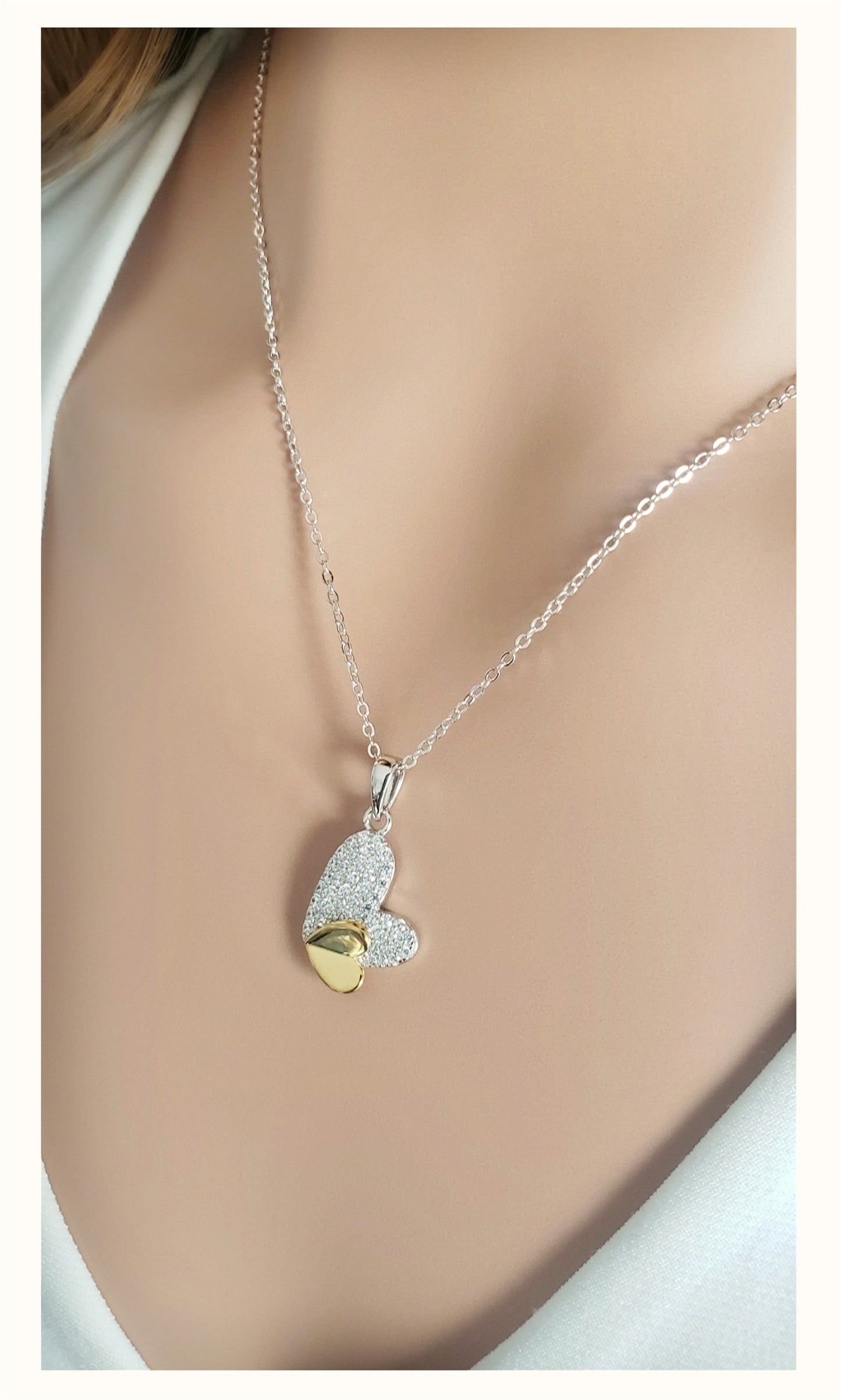 LOIS Heart Necklace Pendant in Sterling Silver 18K Gold Plated