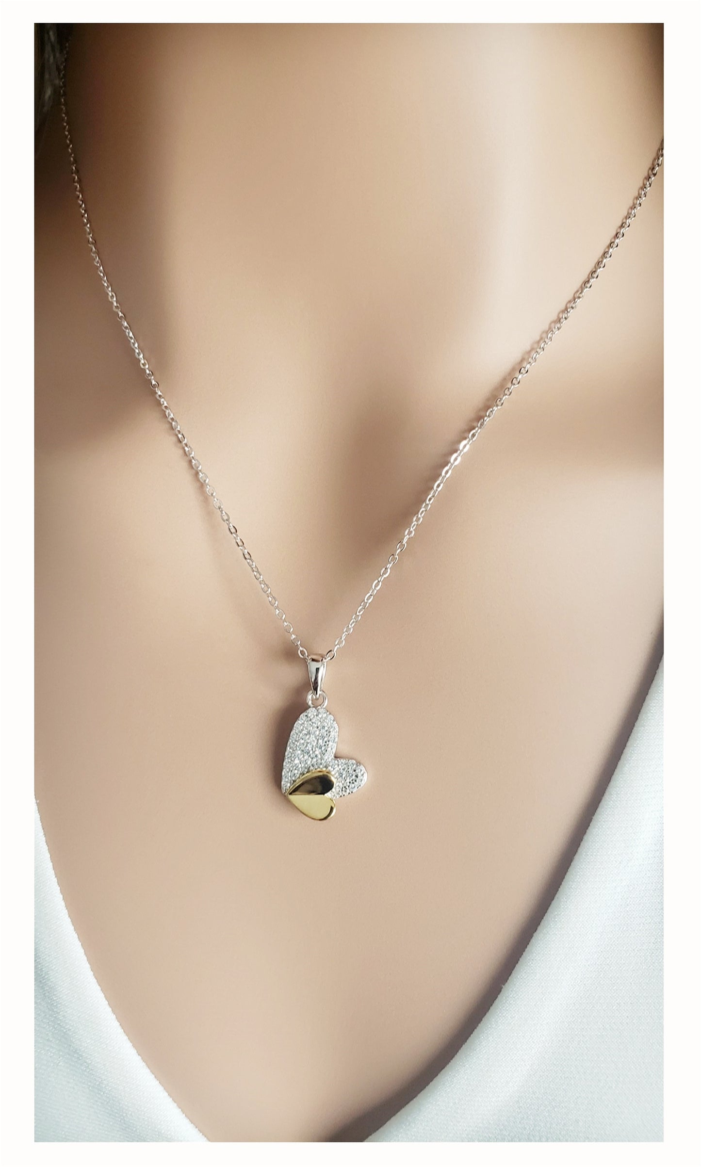 LOIS Heart Necklace Pendant in Sterling Silver 18K Gold Plated