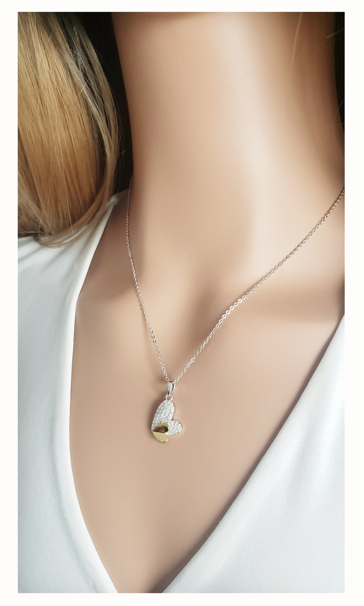 LOIS Heart Necklace Pendant in Sterling Silver 18K Gold Plated