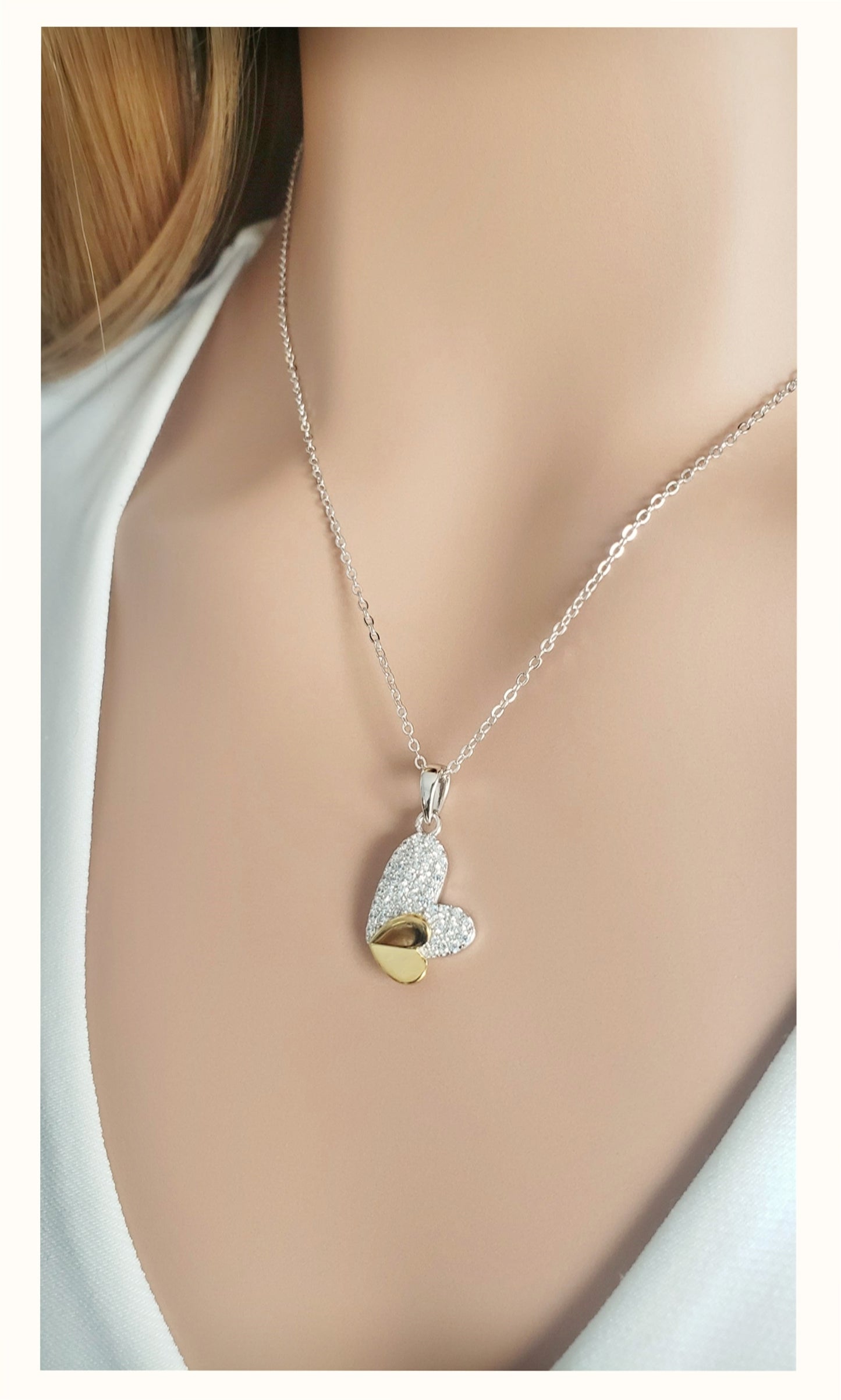 LOIS Heart Necklace Pendant in Sterling Silver 18K Gold Plated