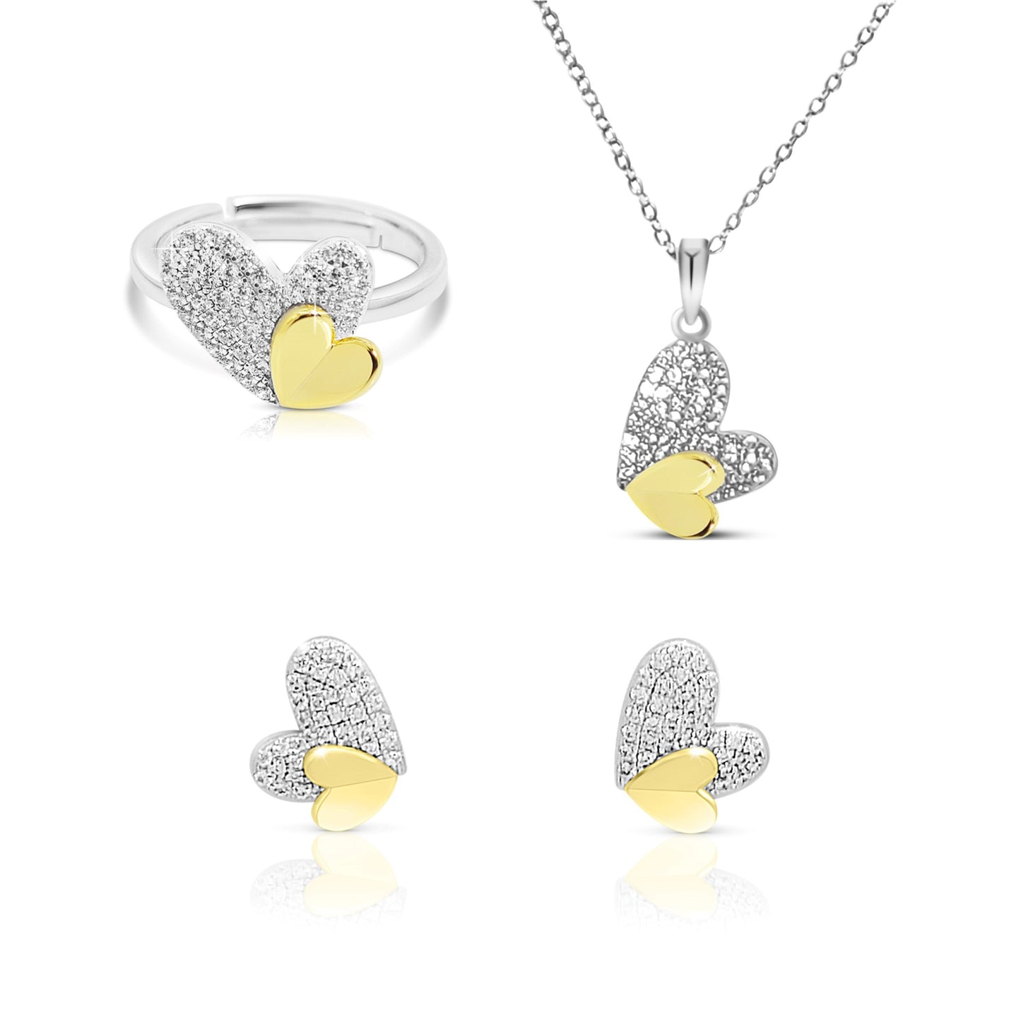 LOIS Heart Ring in 18K Gold and Rhodium Over Sterling Silver