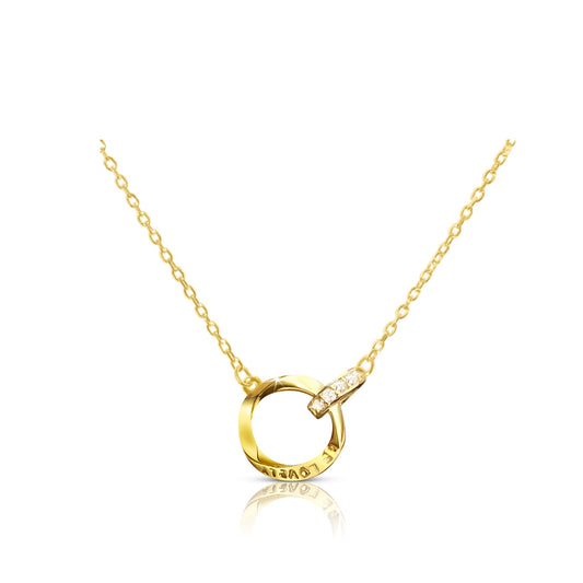 LOVELY Engraved Interlocking Circles Necklace 18K Gold Over Sterling Silver